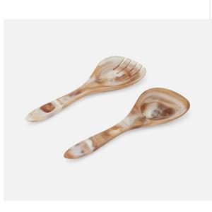 Ensemble de serveurs à salade en résine colorée, fabriqué à la main, écologique, outils à salade de luxe, passe au lave-vaisselle, décoration de table pour la maison et la cuisine - Product Image 1