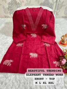 Dernière Tendance Exclusive Nouvelle Arrivée Premium Fil de Coton Romain Travail Kurti Femme Fabricant de Mode au Prix de Gros - Product Image 4