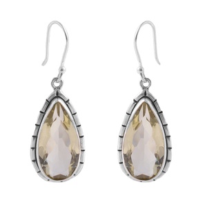 925 Solid Sterling <b>Silver</b> Dangle <b>Earrings</b> Natural Lemon Quartz Gold Plated Fine Jewelry <b>for</b> <b>Women</b> and Girls - Product Image 1