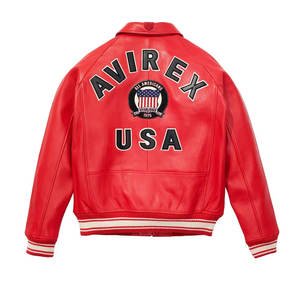 2025 tailles personnalisées meilleure vente hommes vestes en cuir sur mesure en cuir véritable avec broderie Avirex vestes - Product Image 4