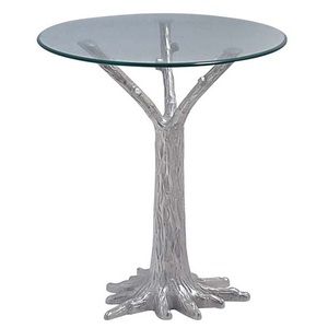 Table basse ronde en aluminium moderne de haute qualité en métal fini polonais brillant avec verre clair supérieur pour meubles de maison - Product Image 1