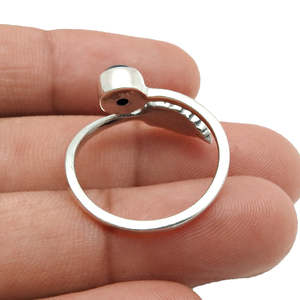 Bague en feuille de pierre précieuse d'onyx noir naturel en argent sterling 925, bijoux bohèmes à prix de gros, cadeau d'anniversaire pour fille - Product Image 3