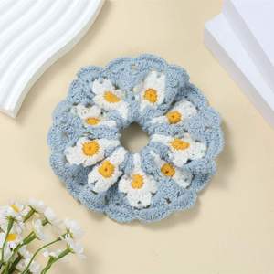 Handmade Korean Style <b>Flower</b> Cotton Knitted Scrunchie High-End <b>Sweet</b> Elastic Band Ponytail Hair Tie by Acki - Product Image 5
