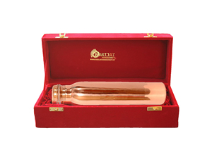 Bouteille d'eau en cuivre artisanale de 1,0 L sans BPA, style moderne, étanche et sans joint pour les voyages, avec boîte cadeau en velours rouge, unisexe - Product Image 2