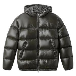 Veste d'hiver pour homme, col montant, imperméable, coupe-vent, écologique, anti-UV, noir mat, à capuche, épaisse, en polyester, devant - Product Image 2