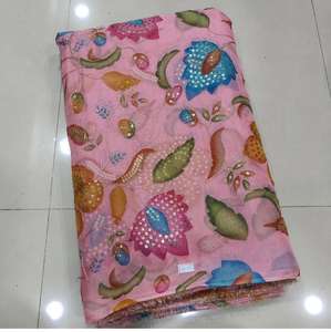 Tissu en soie Taby à fort volume de broderie, motif floral et de feuilles sur toute la surface, pour vêtements de mode de boutique, vente chaude - Product Image 1