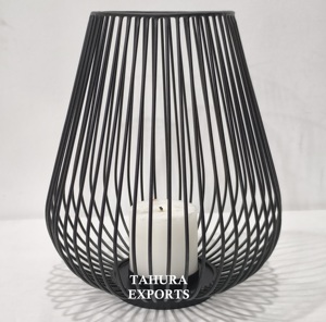 Beau bougeoir à cage surdimensionné avec design artistique et cadre en métal solide, parfait pour les salons et la décoration d'entrée - Product Image 6