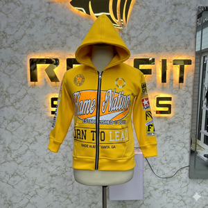 Qualité supérieure Coupe parfaite Sweat à capuche professionnel avec fermeture éclair Jaune Imprimé fabriqué en usine prix bon marché sweats à capuche pour hommes - Product Image 1