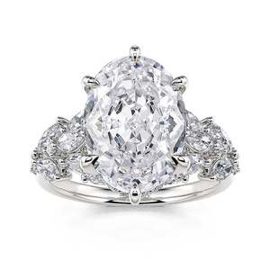 Anillo de Compromiso Jeulia con Corte Ovalado y Diseño Lateral de Hoja en Plata de Ley - Product Image 2