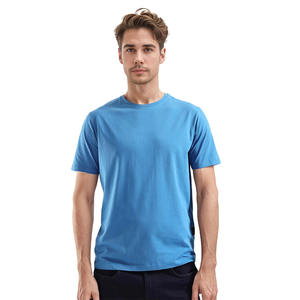 T-shirt à col rond de couleur unie pour hommes, manches courtes personnalisées, coupe régulière, 100% coton, t-shirts pour tous les jours, gym et tenue décontractée - Product Image 1