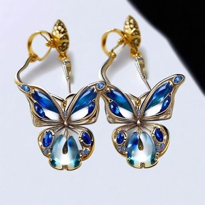 Fashion Nano Sky Blue Topaz Gemstone <b>Clip</b>-<b>on</b> Diamond <b>Earrings</b> Jewelry Women <b>Earrings</b> for Women - Product Image 2