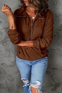 Sweat-shirt à manches longues décontracté de haute qualité pour femmes avec fermeture éclair - Product Image 3