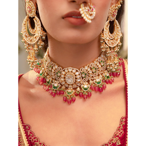 Conjunto de Collar de Novia con Moissanita Chapada en Oro Multicolor, Joyería Fina MO-S124 - Product Image 5