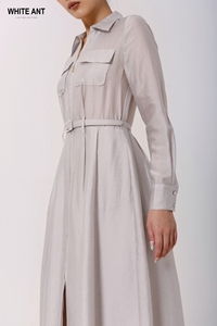 Robes style minimaliste pour femme élégante en stock margaret semi-circulaire Dres tissu écologique personnalisé marque blanche - Product Image 5