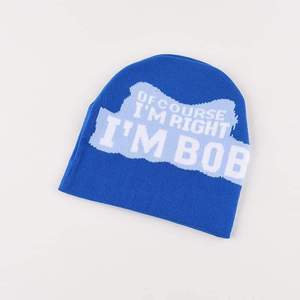 Gorro de Jacquard acrílico personalizado de moda de invierno al por mayor, gorro con patrón de letras de bordado alto, fácil de ajustar, calentador de cabeza de tamaño libre - Product Image 5