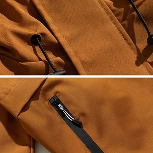 Bonne fermeture éclair poches capuche Style à la mode plein blanc Logo personnalisé imprimé haute qualité coupe-vent veste pour hommes - Product Image 5