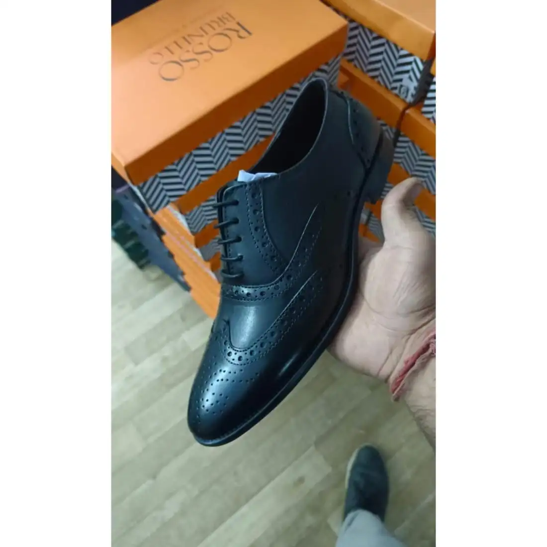 Sepatu kulit asli warna hitam, sepatu Formal kantor kulit asli kualitas tinggi standar menakjubkan