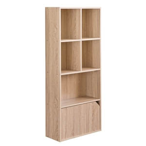 Librería de almacenamiento natural de 4 niveles con puerta - Product Image 1