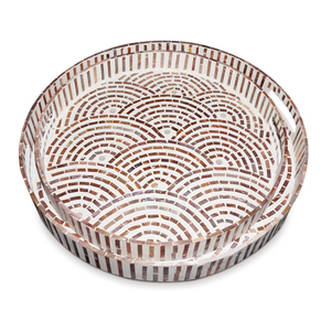 Meilleure vente Capiz Shell plateaux de rangement personnalisé ovale huître perle rotin meubles en osier décoration de la maison pour le stockage des aliments - Product Image 3