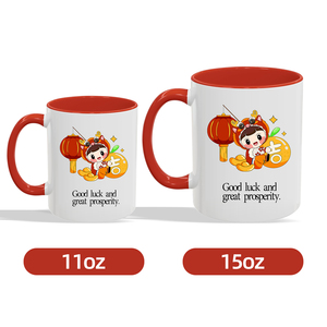 Effiprint Tùy Chỉnh 11Oz Thăng Hoa Gốm Cốc Cà Phê Với Màu Đỏ Bên Trong Và Xử Lý Cá Nhân Với Hình Ảnh Tên Văn Bản - Product Image 3