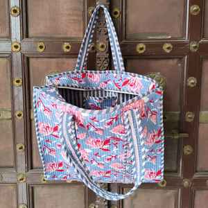 กระเป๋าผ้าคอตตอนบุผ้าพร้อมโซ่ปิดซิปอเนกประสงค์เป็นมิตรกับสิ่งแวดล้อมสำหรับแบรนด์ขนาด18นิ้วลายพิมพ์และสีที่กำหนดเอง - Product Image 3