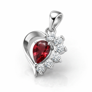 Pendentif Cœur Minimaliste en Argent Sterling Plaqué Rhodium avec Grenat et Zircon de Qualité Supérieure – Bijoux Tendance Minimalistes en Gros - Product Image 4