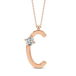 Collier pendentif initial C en diamant naturel intemporel pour femme, bijou fin personnalisé élégant, cadeau en argent sterling plaqué or 10 carats - Product Image 1