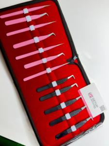 Ensemble de pinces à cils en acier inoxydable de précision à 90 degrés, antistatiques, antimagnétiques, avec pointe argentée noire et rose - Product Image 4