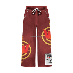 Pantalon de survêtement en molleton de coton premium 360 GSM, tissu brossé doux, couleur verte, impression par sublimation, patch brodé de strass - Product Image 2