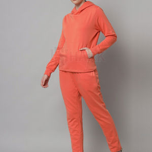 Femmes 100% coton été pull à capuche pantalon de survêtement ensemble en gros sur mesure dernière conception respirant été survêtement solide - Product Image 3