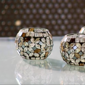 Candélabre en argent avec 5 bougeoirs à mosaïque pour la décoration de table de mariage, vente chaude, artisanat en métal, candélabre fait à la main - Product Image 3