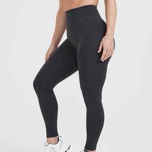 Leggings de yoga noirs pour femmes et filles, taille haute, doux, moulants, effet ventre plat, personnalisables, 23 couleurs, vente en gros - Product Image 3