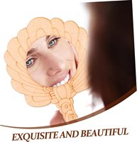 2pcs Design rustique Petit miroir en bois fait à la main DIY Mini miroir à main délicat pour maquillage et jeu éducatif