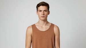 <b>Men</b> T-shirt Regular Fit 100% cotton Tank Top Plain 2-way <b>stretch</b> cotton - Product Image 2