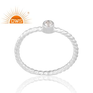 Anillo de Plata de Ley 925 con Topacio Blanco Natural, Diseño Exclusivo, Proveedor de Joyería Personalizada para Mujer, Regalo para Ella, Proveedor de Joyería India - Product Image 1