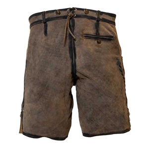 Shorts en cuir de vachette bavarois décontractés pour hommes, automne-hiver, haute qualité, vintage, brodés, taille élastique, respirants - Product Image 5