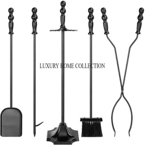 Grand ensemble d'outils de foyer en métal de gros calibre avec revêtement résistant au feu et poignée extra-longue pour l'entretien sécurisé du feu - Product Image 4