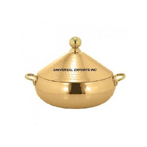 Olla caliente de doble pared martillada de Metal, cazuela de utensilios de cocina de mesa de forma redonda, superventas, nuevo calentador de alimentos de Metal de lujo - Product Image 1