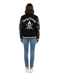 Blouson aviateur Varsity noir de qualité supérieure Design élégant avec logo personnalisé brodé et manches contrastées pour unisexe - Product Image 6