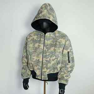 แจ็คเก็ตบอมเบอร์ผ้าฝ้ายลายพรางมีซิปคู่แนวย้อนยุคสำหรับฤดูหนาวผลิตตามสั่ง - Product Image 1