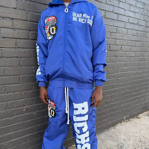 Survêtement de sport personnalisé coupe-vent ample en polyester et nylon, veste de survêtement coupe-vent - Product Image 1