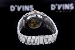 Fashion Hip Hop Stylish Unisex <b>Wrist</b> Watch Lab Grown Diamond VVS Clarity Quartz Movement Glass Dial Yellow Gold Leather <b>Band</b> - Product Image 4