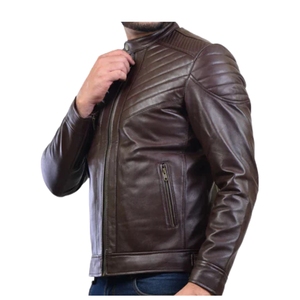 Veste d'hiver en cuir d'agneau véritable originale pour homme, col montant, logo frontal, dernier design, OEM, haute qualité, personnalisable, élégante - Product Image 3