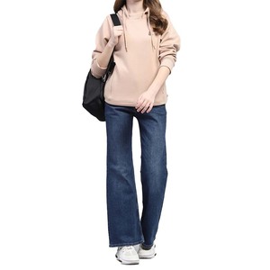 Sudadera CON CAPUCHA DE Color sólido de alta calidad para mujer, venta al por mayor, bolsillo de canguro liso, ajustado, informal, poliéster, algodón - Product Image 2