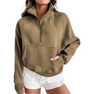 Vintage Aesthetic <b>Women</b> Quarter Zip Sweatshirt Half Zip Pullover Mock Neck Fleece Hoodie Baggy Fit Casual Streetwear <b>Jumper</b> 2026 - Product Image 1
