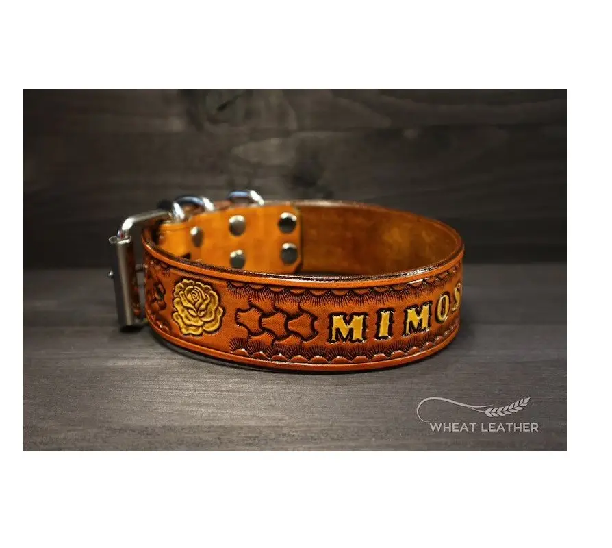 High Quality Hand Tooled Unique Personalized Leather Customized Best Collar For Farm Cattle And Show Dog