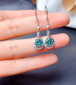 สีเขียว moissanite ต่างหูเงินสเตอร์ลิงปรับแต่งจี้ฮิปฮอปที่สวยงามเครื่องประดับเพชรที่มีมุกรวมทั้งอื่นๆ - Product Image 5