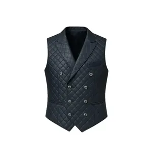 Gilet matelassé en cuir noir de qualité supérieure pour un usage décontracté - Product Image 1