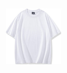 Camiseta de mezcla de algodón y poliéster para hombre, Camiseta de algodón con cuello redondo y logotipo impreso personalizado en blanco para hombre, camisetas personalizadas para hombre - Product Image 5