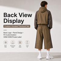 Ensemble de survêtement de course personnalisé IKDEER en nylon et polyester, veste coupe-vent softshell à carreaux et short de jogging long